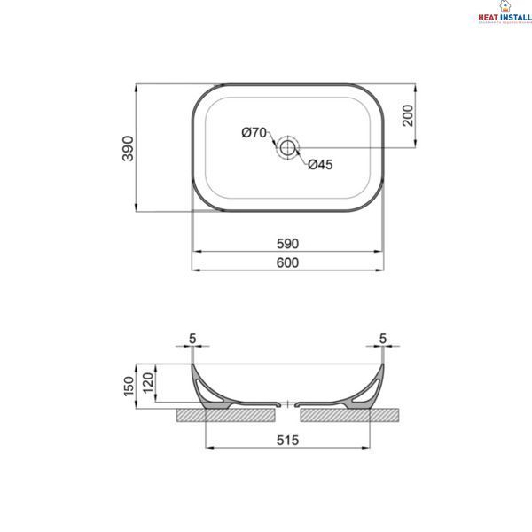 Раковина-чаша Qtap Robin 600x390x150 Matt black QT132143PMBMBN SD00052909 фото