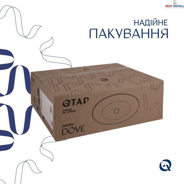 Комплект Qtap Dove: Раковина накладна овальна 415x340x140 мм White + Донний клапан PU02 SD00053432 фото