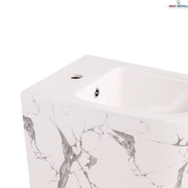 Комплект Qtap Robin Marble 3 в 1: підвісний унітаз Ultra Quiet + біде підвісне + раковина накладна QTROBMR49160 SD00055284 фото