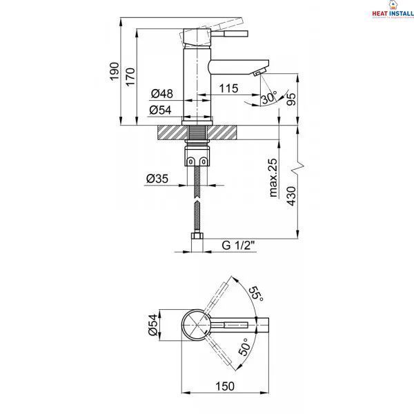 Змішувач для умивальника WEZER EKO1A-01-ВLACK 1044063 фото