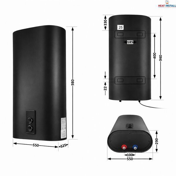 Водонагрівач електричний Thermo Alliance 80 л Black, плоский вертикальний, мокрий ТЕН 2 кВт (0,8+1,2) DT80V20G(PD)/2В SD00054753 фото