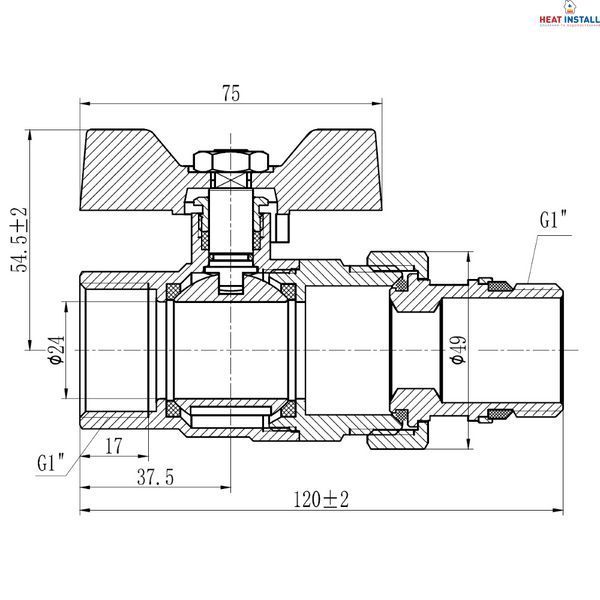 Кран кульовий "Американка" Thermo Alliance Forte 1" з антипротіканням прямий SF222W25 SD00017973 фото