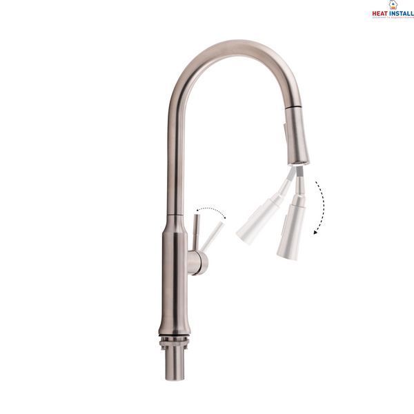 Змішувач для кухні Qtap Baruska з висувним виливом QTBAR9137103UN Brushed Nickel PVD SD00042270 фото