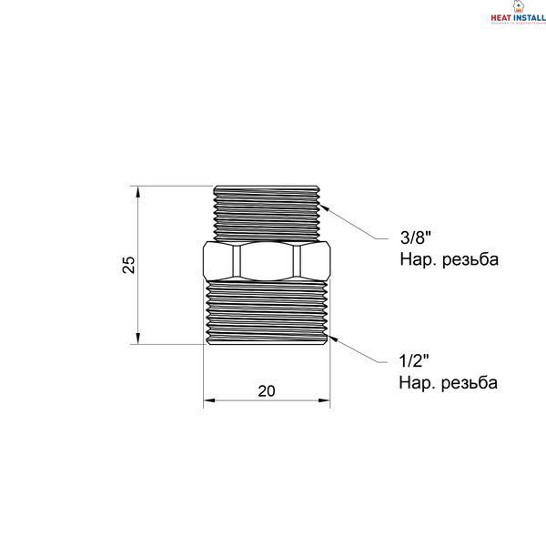 Ніпель Icma 3/8"х1/2" ЗР №1211 SD00030450 фото
