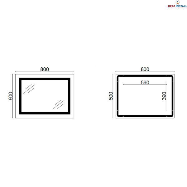 Дзеркало Lidz Kubis 800х600 з LED-підсвічуванням Touch, з антизапотіванням, з димером, рег. яскравості LD78LF9047400 SD00053524 фото