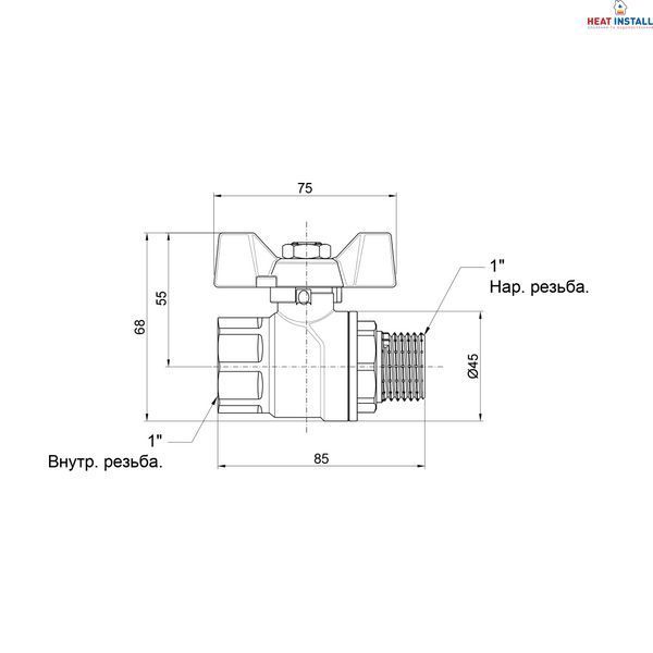 Кран кульовий Thermo Alliance Forte 1" ВЗ для води (метелик) SF607W25 SD00010561 фото