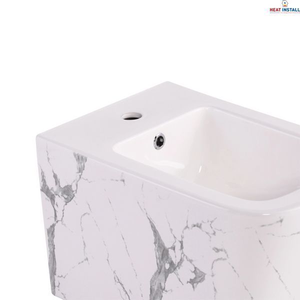 Комплект Qtap Tern Marble 3 в 1: підвісний унітаз Ultra Quiet + біде підвісне + раковина накладна QTTERMR49164 SD00055288 фото