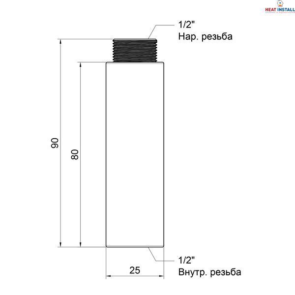 Подовжувач Thermo Alliance Standart 80х1/2" хром SD1301580 SD00010142 фото