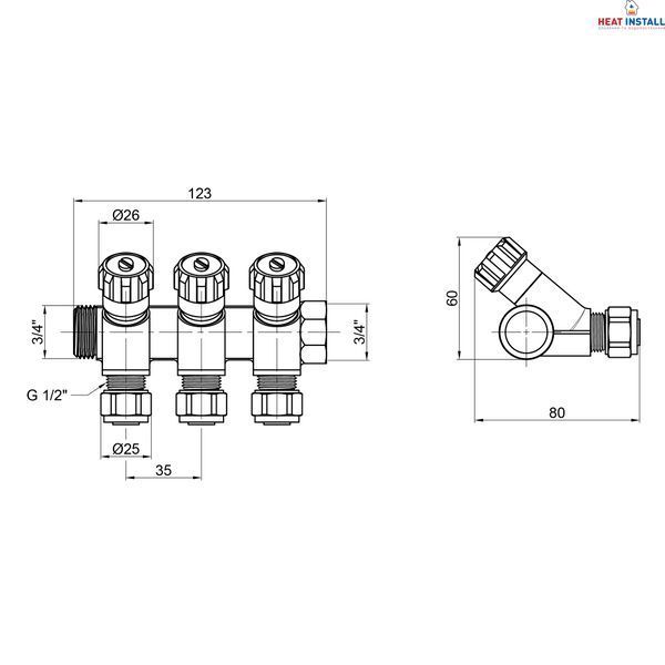 Колектор SD Plus 3/4" 3 виходи SD230W3 SD00005182 фото