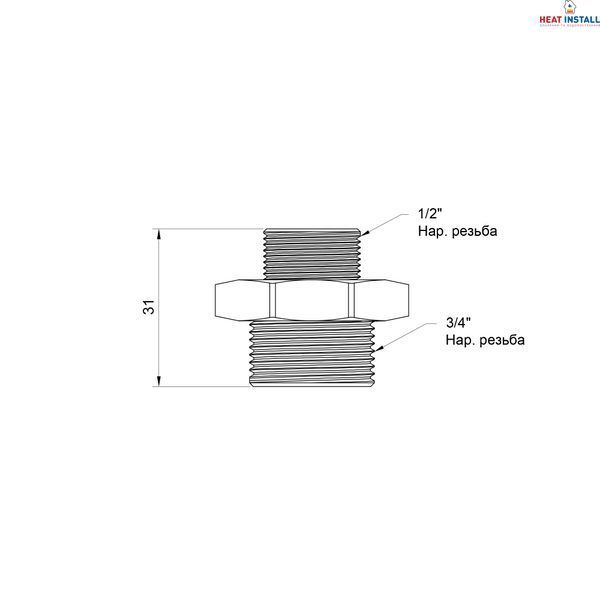 Ніпель Icma 1/2"х3/4" ЗР №1211 SD00030451 фото