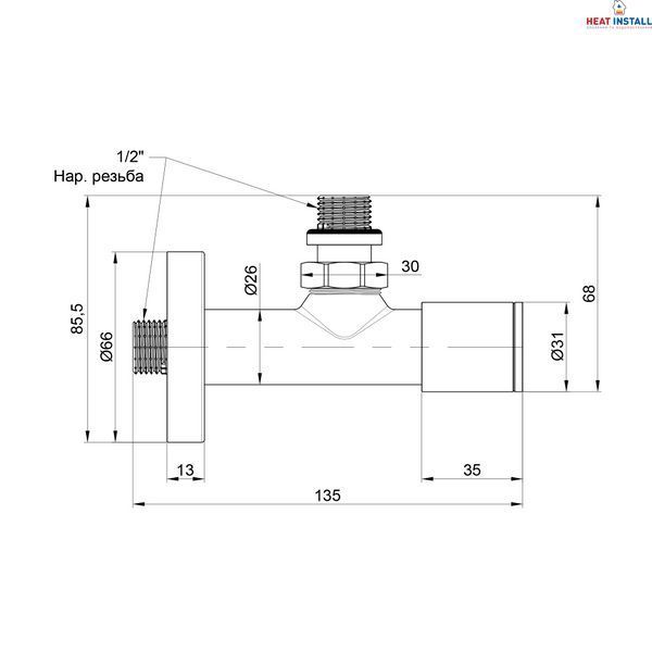 Комплект кранів Thermo Alliance Standart 1/2" З для рушникосушарки кутовий чорний SF395W15B SD00053596 фото