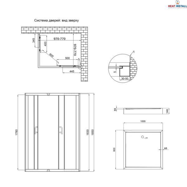Душова кабіна Lidz Wawel SC100x80.SAT.LOW.FR, скло Frost 5 мм + Lidz Душовий піддон KAPIELKA ST100x80х14 SD00051439 фото