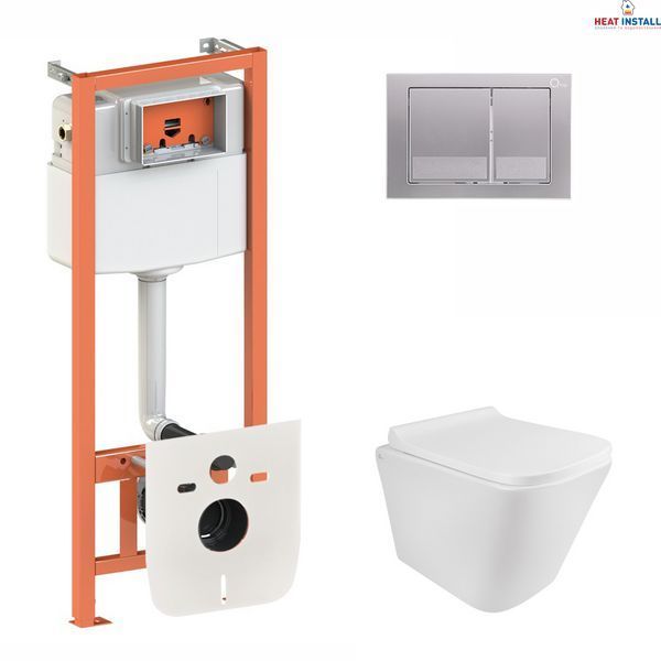 Готове рішення Qtap для ванної кімнати: підвісний унітаз Tern Rimless 490x340x350 + комплект інсталяції Nest 4 в 1 (квадратна клавіша Satin) SD00043016 фото