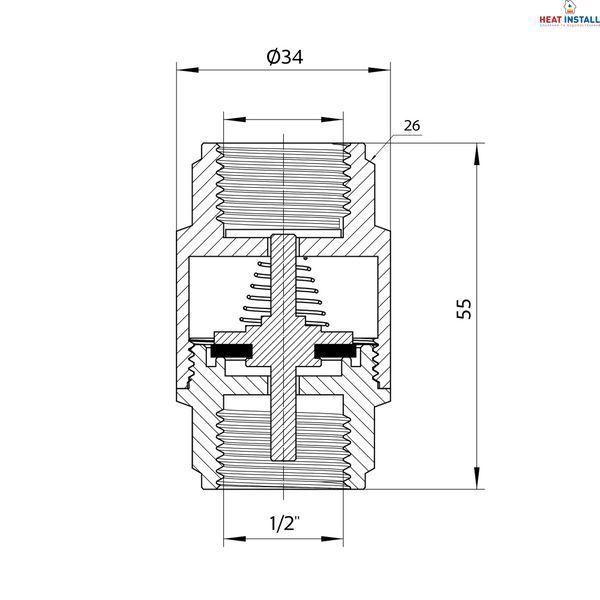 Зворотний клапан Thermo Alliance Forte 1/2"ВВ нікельований із латунним штоком TAF240W15 SD00053351 фото