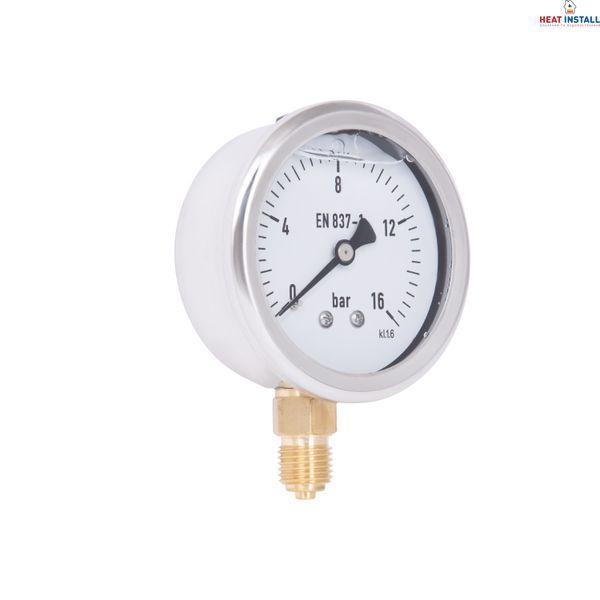 Манометр гліцериновий Thermo Alliance Forte d63&nbsp;мм, 1/4"З із нижнім підключенням (латунь) 0-16&nbsp;бар TAF170G16B SD00054393 фото
