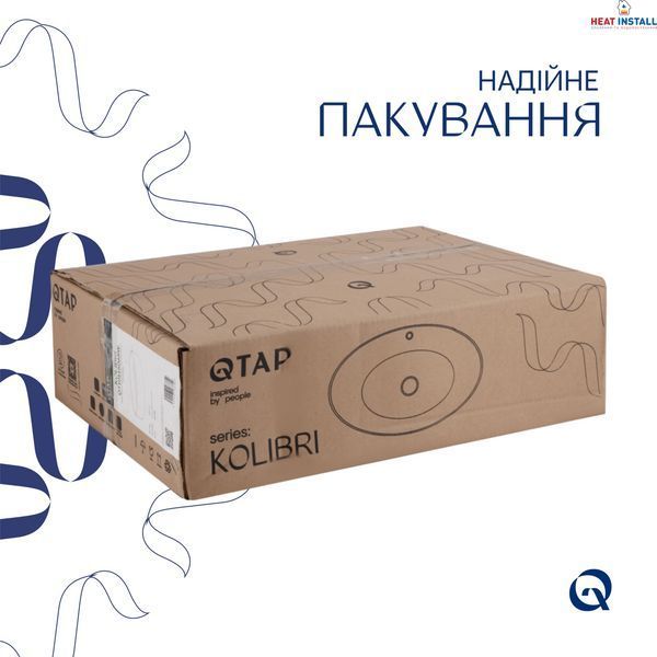 Комплект Qtap Kolibri: Раковина накладна овальна 500x360x140 мм White + Донний клапан PU02 SD00053435 фото