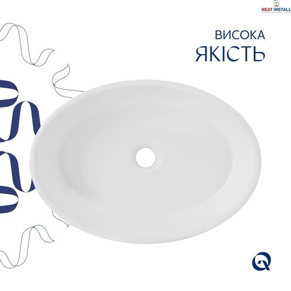 Комплект Qtap Kolibri: Раковина накладна овальна 500x360x140 мм White + Донний клапан PU02 SD00053435 фото