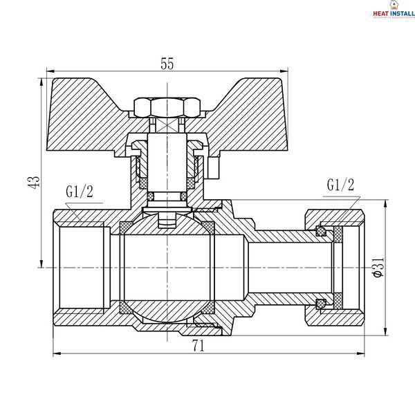 Кран кульовий з накидною гайкою Thermo Alliance Forte 1/2"х ВР для води прямий SF260W15 SD00021092 фото