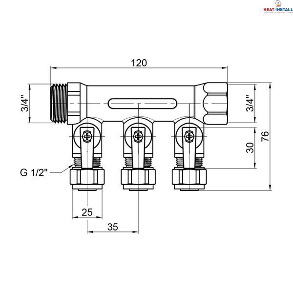 Колектор Thermo Alliance Standart 3/4" 3 виходи SD231W3 SD00005183 фото