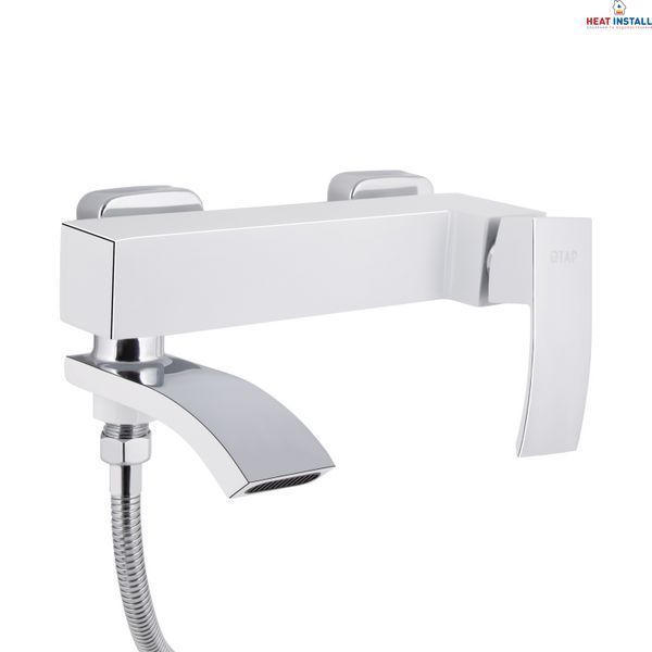 Змішувач для ванни Qtap Swan Cascada з поворотним виливом (з душовим гарнітуром) QTSWA260CRW45569 Chrome/White SD00051693 фото