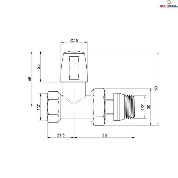 Кран радіаторний Icma 1/2" з антипротіканням прямий без ручки №815+940 SD00021130 фото