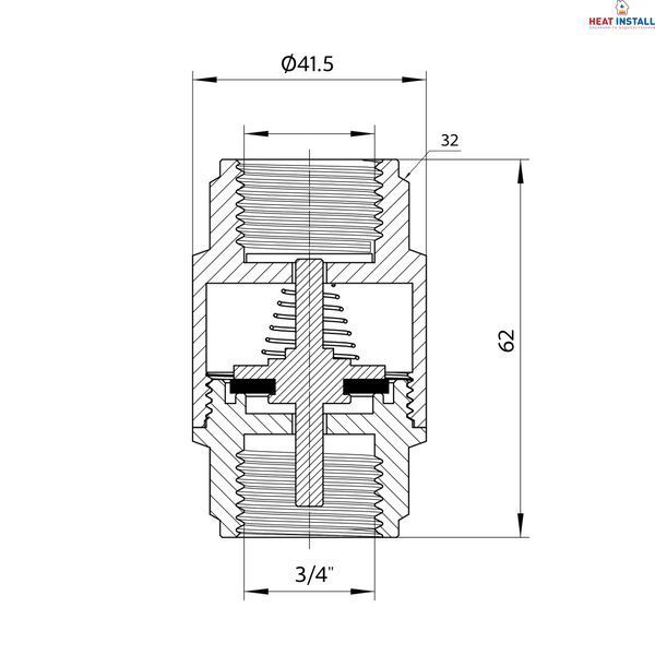 Зворотний клапан Thermo Alliance Forte 3/4"ВВ нікель із латунним штоком TAF240W20 SD00053352 фото