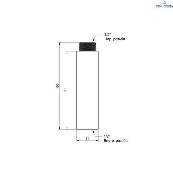 Подовжувач Thermo Alliance Standart 90х1/2" хром SD1301590 SD00010144 фото
