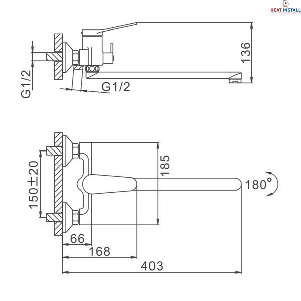 Змішувач для ванни Frap F2245, білий/хром 1033882 фото