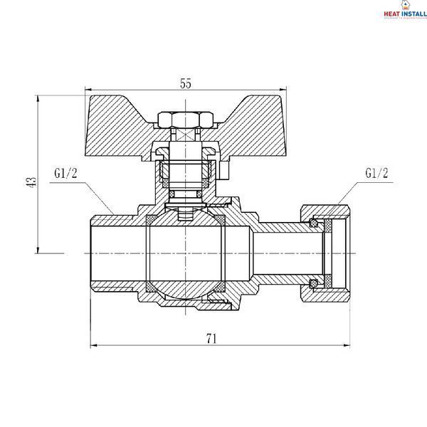 Кран кульовий з накидною гайкою Thermo Alliance Forte 1/2" ВЗ для води прямий SF261W15 SD00021094 фото
