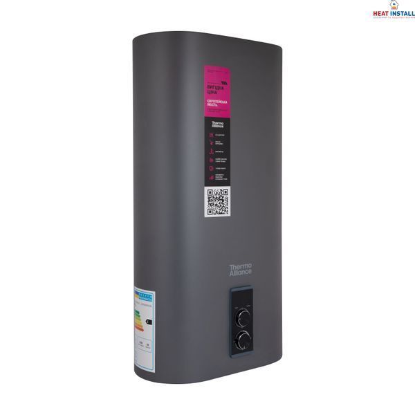 Водонагрівач електричний Thermo Alliance 80 л Grey, плоский вертикальний, мокрий ТЕН 2 кВт (0,8+1,2) DT80V20G(PD)/2G SD00055140 фото
