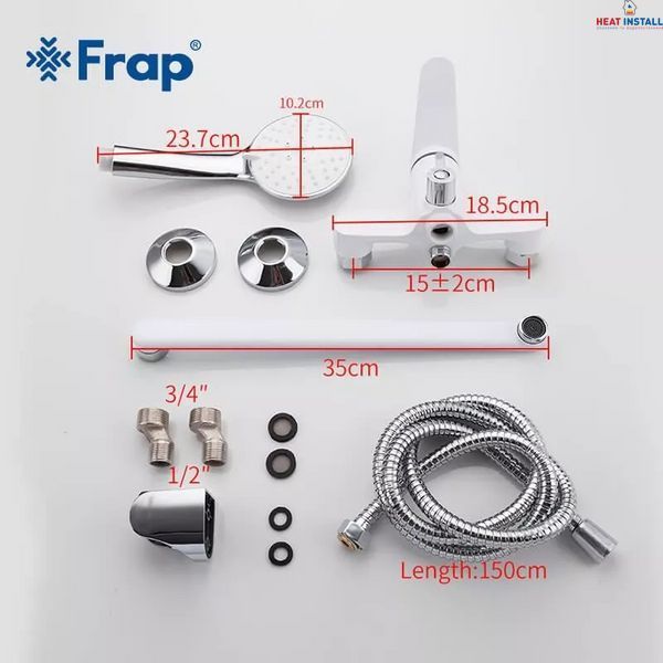 Змішувач для ванни Frap F2245, білий/хром 1033882 фото