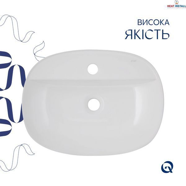 Комплект Qtap Scorpio: Раковина накладна овальна 500x380x120 мм White + Донний клапан PU02 SD00053437 фото