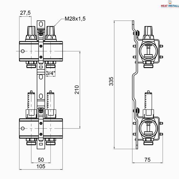 Колектор Icma 1" 2 виходи, з витратомірами №K013 SD00005230 фото