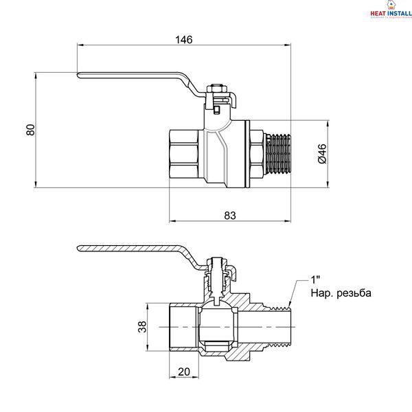 Кран кульовий Thermo Alliance Forte 1" ВЗ для води (ручка) SF605W25 SD00010565 фото