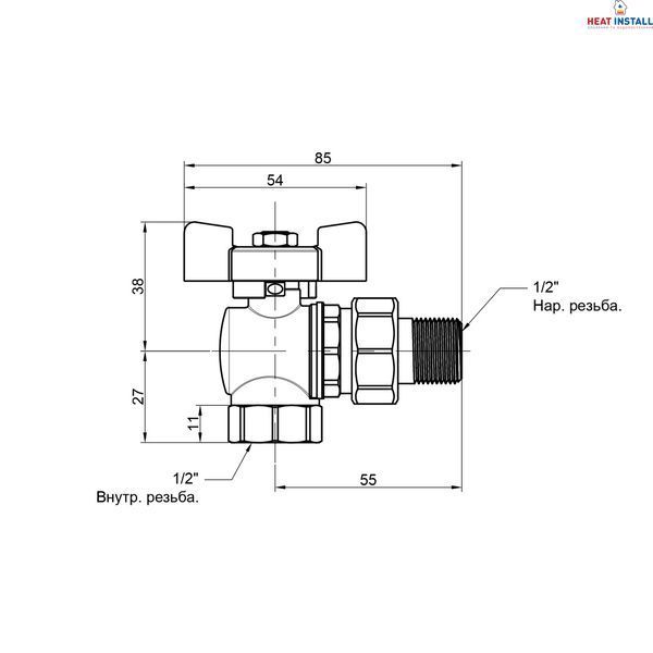 Кран кульовий Icma FAR. ROSSA 1/2" кутовий №361 SD00042357 фото