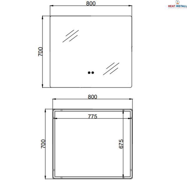 Дзеркало Qtap Taurus (TA2) 800&times;700 мм з LED-підсвічуванням Touch, з антизапотіванням, з димером, рег. темп. кольору (3000-6500K) QTTAU70070048955 SD00055079 фото