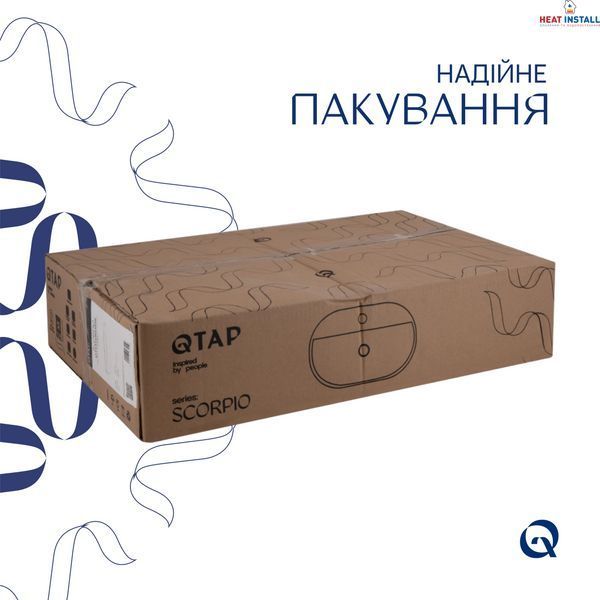 Комплект Qtap Scorpio: Раковина накладна овальна 600х400х120 мм White + Донний клапан PU02 SD00053439 фото