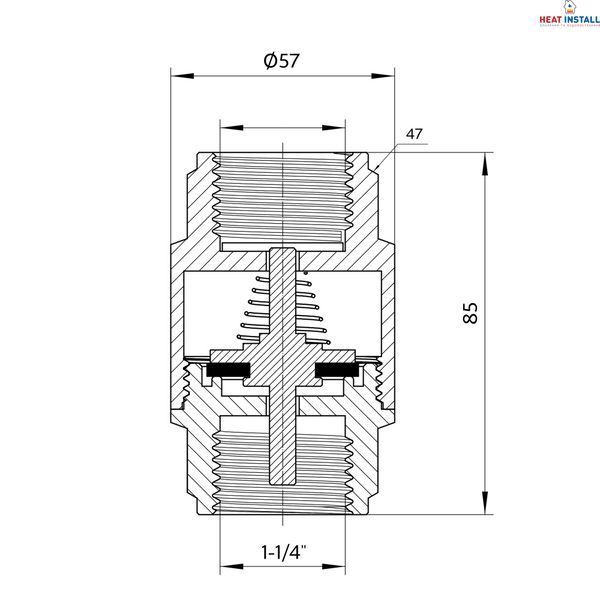 Зворотний клапан Thermo Alliance Forte 1&nbsp;1/4"ВВ нікель із латунним штоком TAF240W32 SD00053354 фото