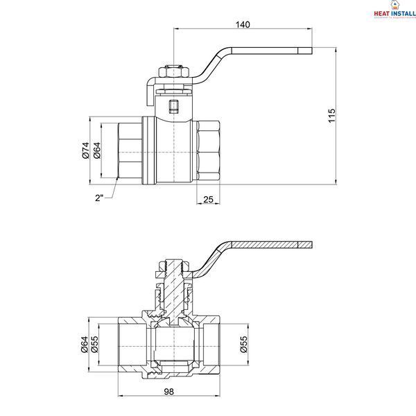 Кран кульовий Thermo Alliance Base 2" ВР для води (важіль) SD600W50 SD00002823 фото