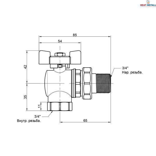 Кран кульовий Icma FAR. ROSSA 3/4" кутовий №361 SD00042358 фото