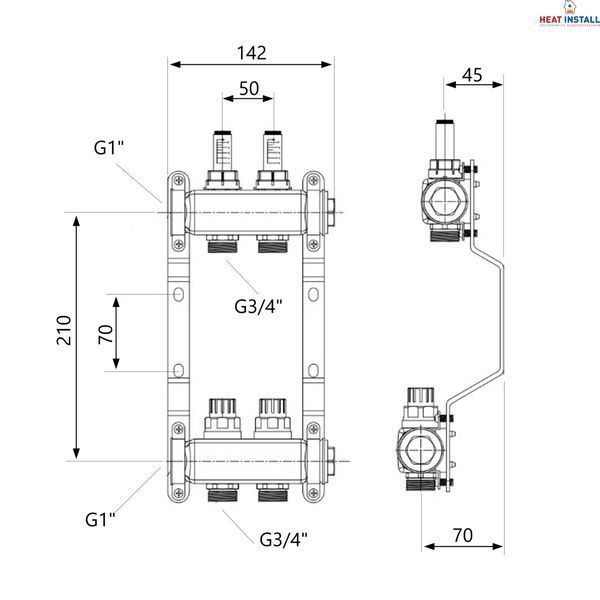 Колектор з витратомірами Thermo Alliance Standart 1" 2 виходи SD0042 SD00041501 фото