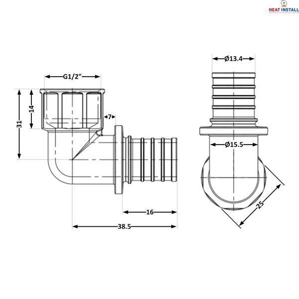 Кут натяжний Icma №1037 d16х2,2-1/2"В 851037ADBO05 SD00053885 фото