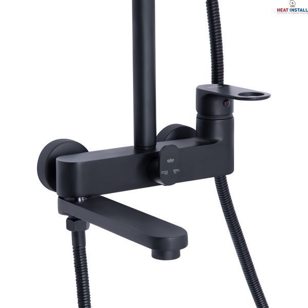 Душова система універсальна Qtap Jay на три споживача (з виливом) QTJAY111BLM45549 Black Matt SD00051673 фото