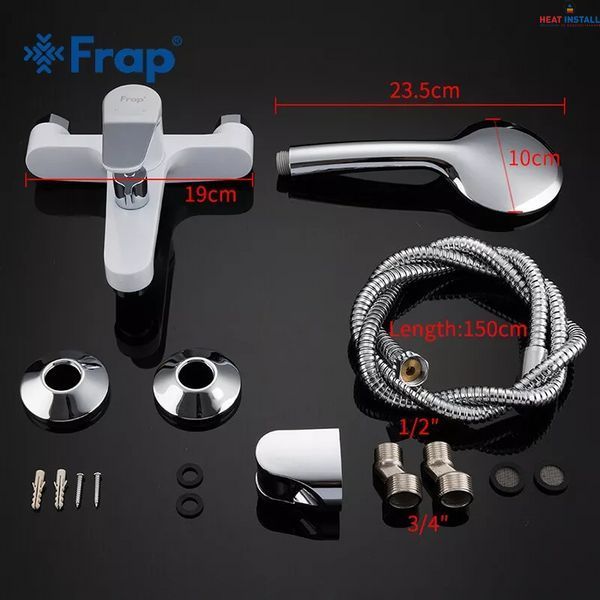 Змішувач для ванни Frap F3245, білий/хром 1033883 фото