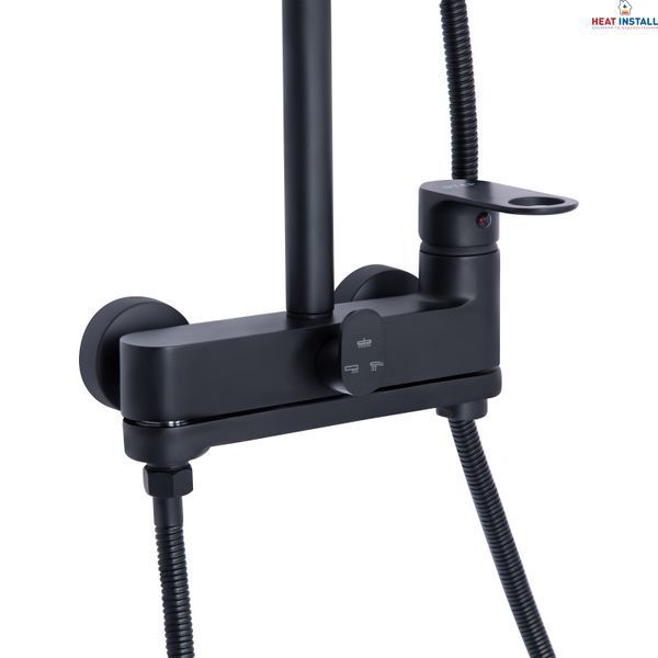 Душова система універсальна Qtap Jay на три споживача (з виливом) QTJAY111BLM45549 Black Matt SD00051673 фото