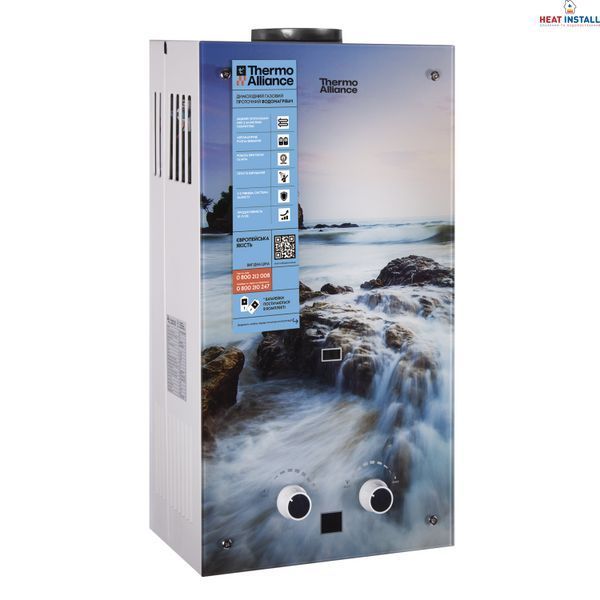 Колонка газова димохідна Thermo Alliance JSD20-10GA 10 л панель скляна з малюнком море SD00031248 фото