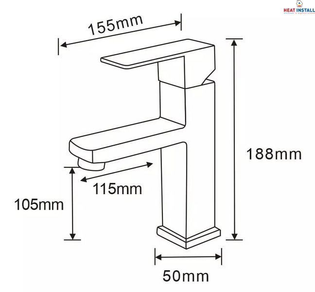 Змішувач для умивальника WEZER PRO1-02-GUNGREY, збройова сталь 1044956 фото