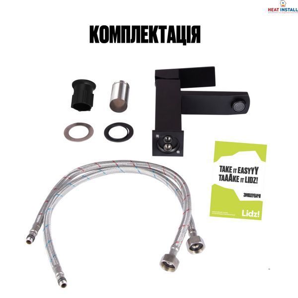 Змішувач для раковини Lidz Kubis 001F (k35) LDKUB001FBLA43376 Black SD00049499 фото