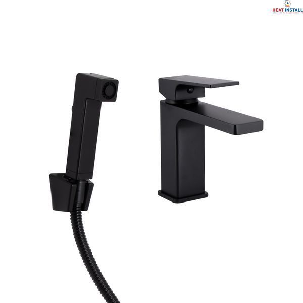 Змішувач для раковини Qtap Gemini (з гігієнічним душем) QTGEM272BLM45690 Black Matt SD00051814 фото