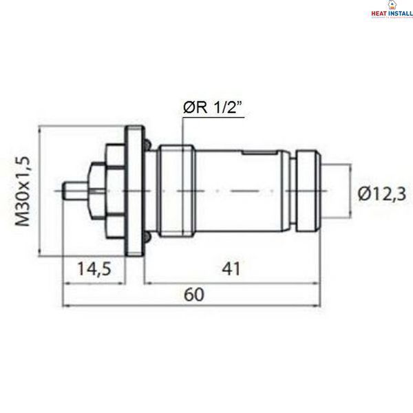 Клапан OUTER під термоголовку М30x1,5 панельного радіатора PROFESSIONAL NV-QP 5200 1/2&Prime;ЗР (на трубу) 000011407 фото